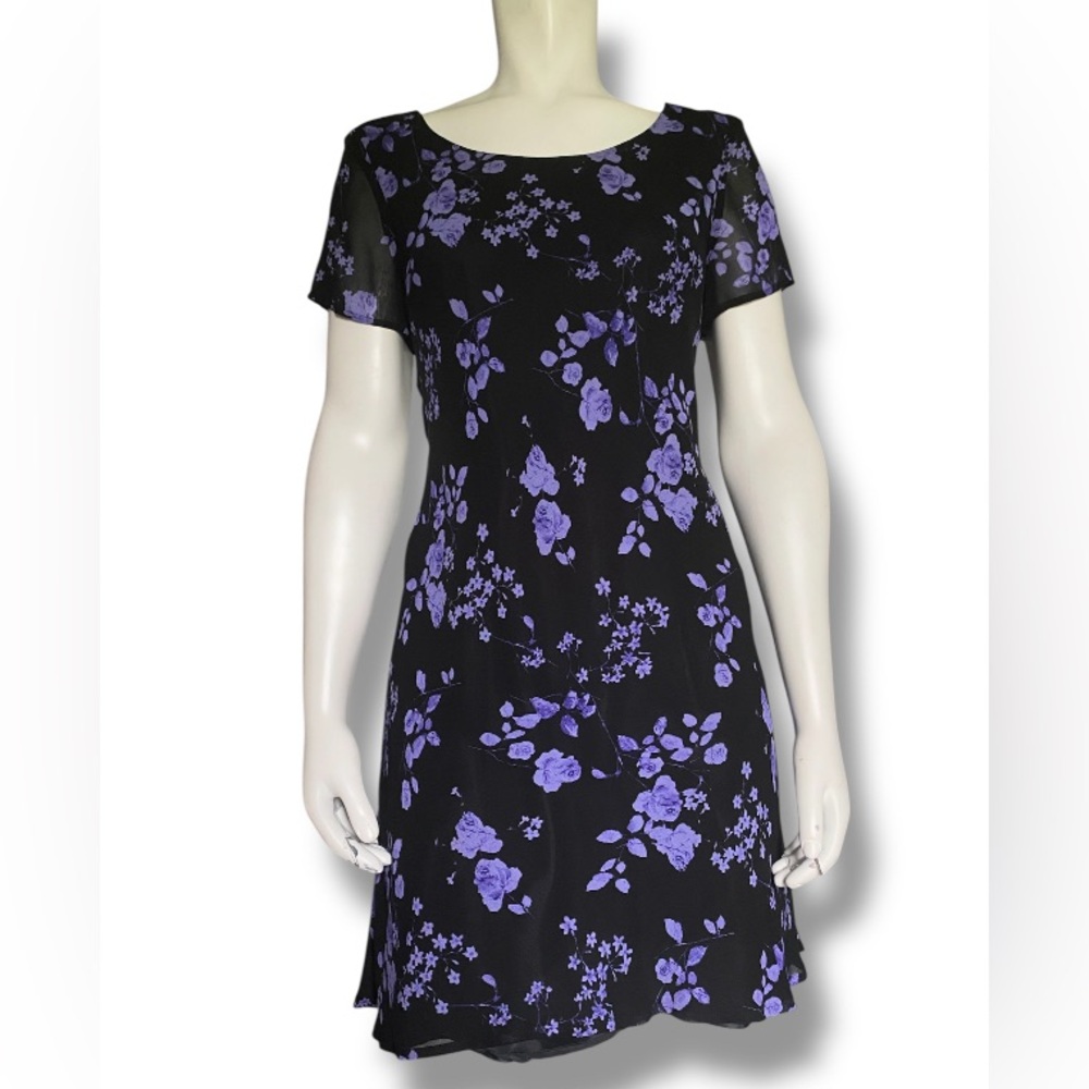 Jones Wear | Vintage Y2K Petite Dark Floral Grunge Goth Midi Dress